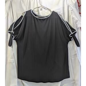 Lisette Montreal Cold Shoulder Top Black w/ Blue Trim Size M